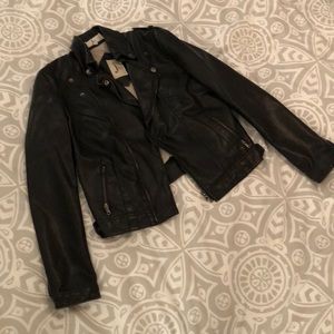 Anthropologie faux black leather jacket